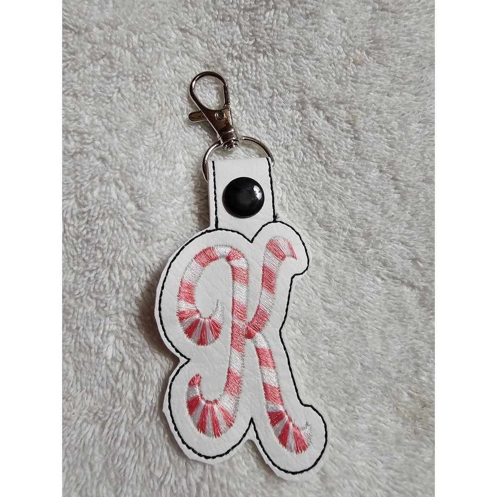 Letter K Keychain Initial Bag Charm Monogram Purse Clip White Pink‎ Accessory